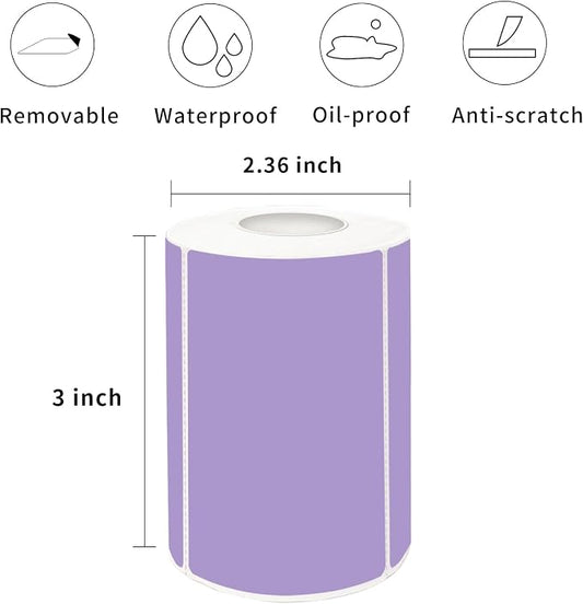 2×3 Inch Purple Removable Thermal Labels, Self-Adhesive Square Direct Thermal - Image 2