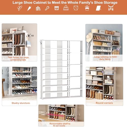 HOMEFORT 10 Tiers Shoe Rack, 50 Pairs Large Shoe Shelf, 61.8" Tall Shoe ...
