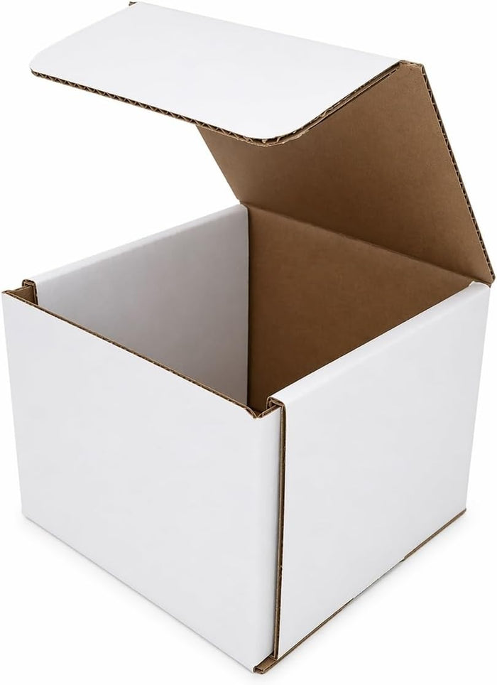 4x3x2 White Corrugated Boxes, 250 Pack, Fold-Together Mailers, No Tape Needed, Small Cardboard Boxes for Packing and Mailing