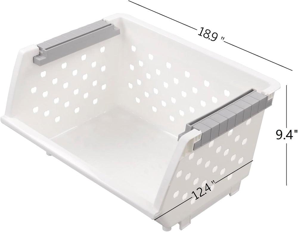 Stackable Pantry Storage Baskets, 3-Pack Snack Storage Baskets