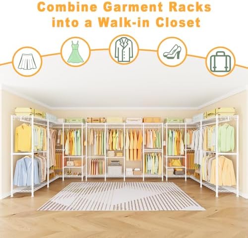 ULIFHOME H41 Clothes Rack, Large Clothing Racks for Hanging Clothes, White
