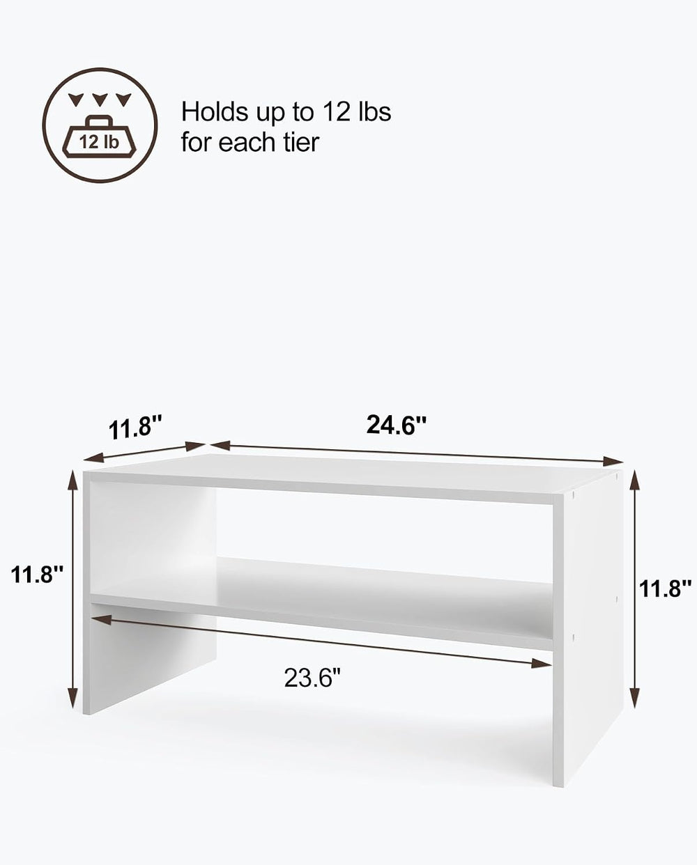 2-Tier Stackable Shoe Rack, Holds 6–9 Pairs, 24.6 Inches, White