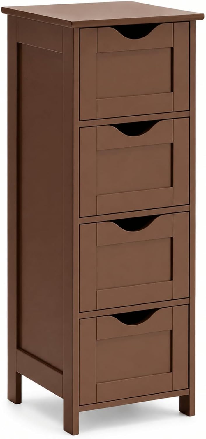 VINGLI 4-Drawer Bathroom Storage Cabinet, Slim Freestanding Floor Cabinet Org...