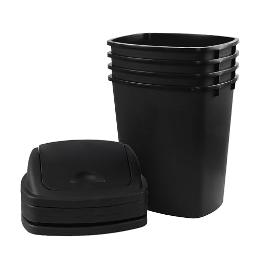 4 Pack Swing Top Trash Can, 6 Gallon Plastic Garbage Bins - Image 7