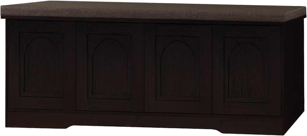 DINZI LVJ Shoe Storage Bench with Cushion, Door, Espresso 47.2" LX17.7 H