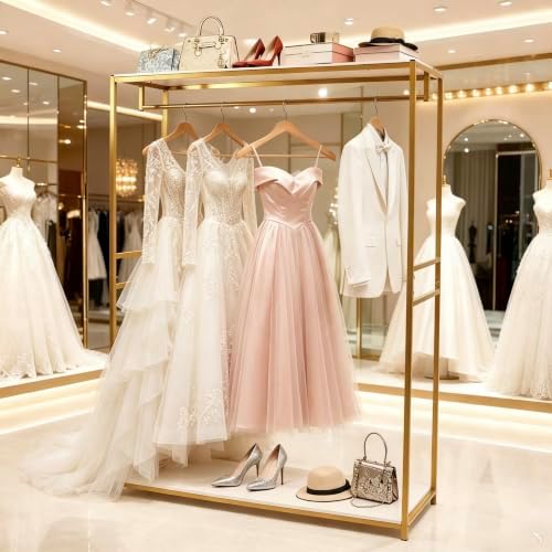 75" Tall Gold Clothing Garment Rack Boutique Retail Display Stand