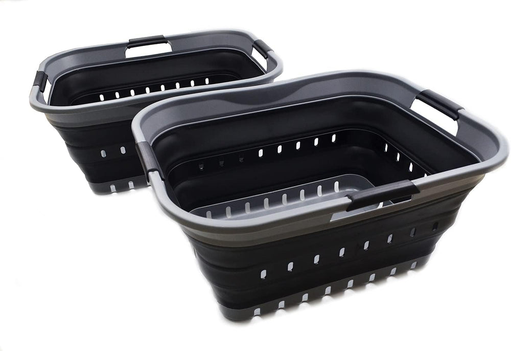SAMMART 42L (11 gallon) Collapsible Plastic Laundry Basket - Foldable Pop Up ...
