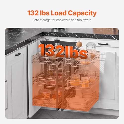 VEVOR 3 Tier 6 Shelf Chrome Carbon Steel Kitchen Cabinet Organizer, Slide Out...