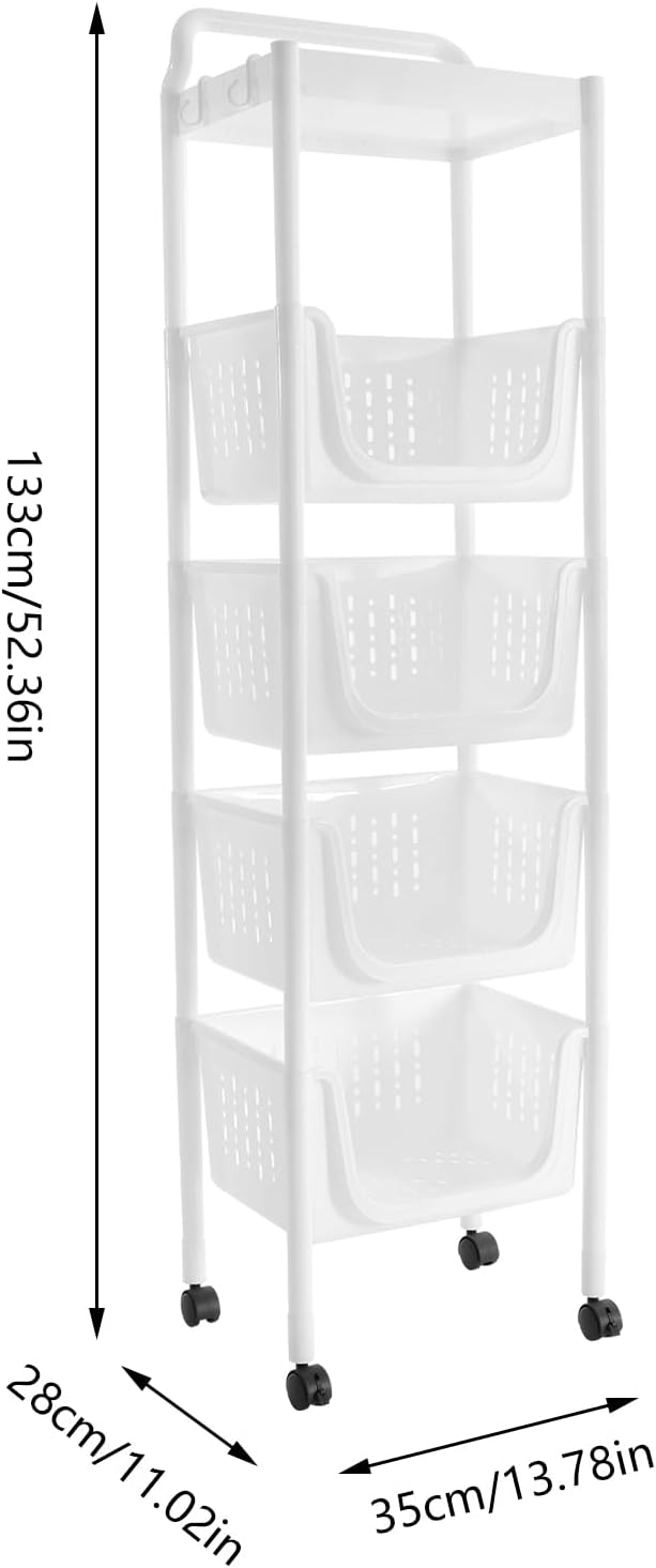 5 Tier Kitchen Organizer,Hollow-Cut Floor-Standing Fruit Vegetable Basket wit...