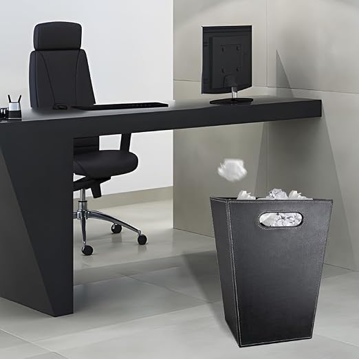 Pu Leather Trash Can for Bedroom, 16L/4.2 Gallon Office Wastebasket - Image 6
