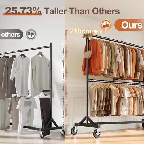 HOKEEPER Z Rack, Clothes Rack Hold 550LB Adjustable Height Double Rod Black