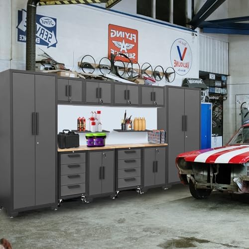 Torin 12 Piece Garage Storage Cabinet System,Workshop Cabinet Set in Black