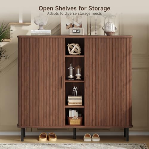 ONBRILL 48" Large Shoe Cabinet with 2 Sliding Doors & Open Storage, ...