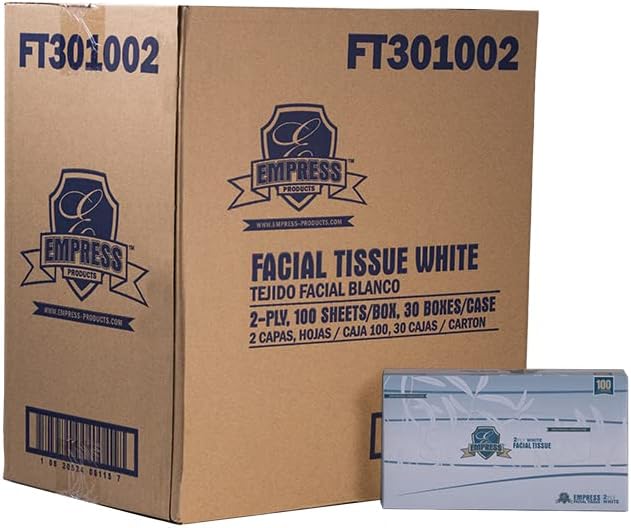 Empress FT 301002 Facial Tissue, 2-Ply, Premium Boxed, 8.37" Length, 8.0...