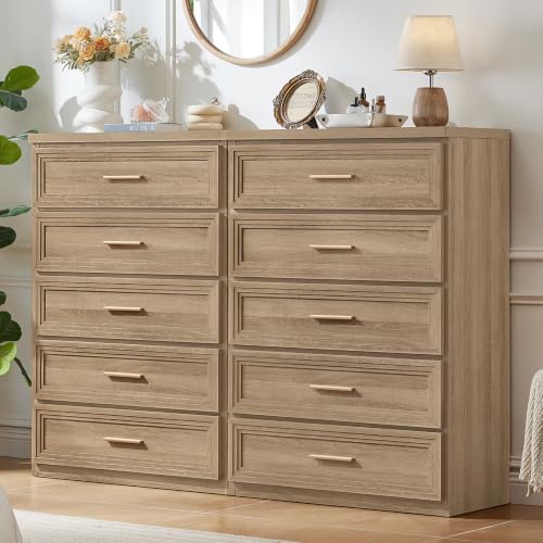 RWYHG Dresser Set for Bedroom with 5 Drawers 45" Tall with Gold Handle
