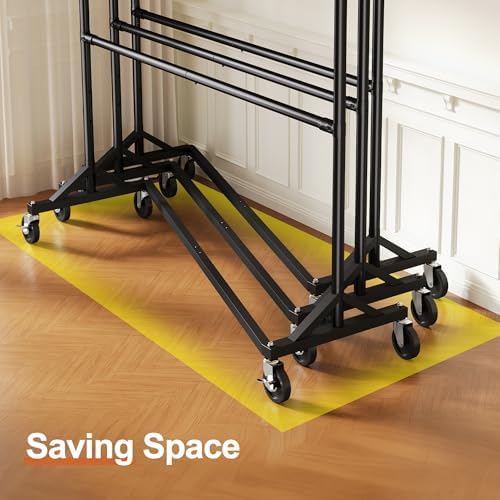 HOKEEPER Z Rack, Clothes Rack Hold 550LB Adjustable Height Double Rod Black