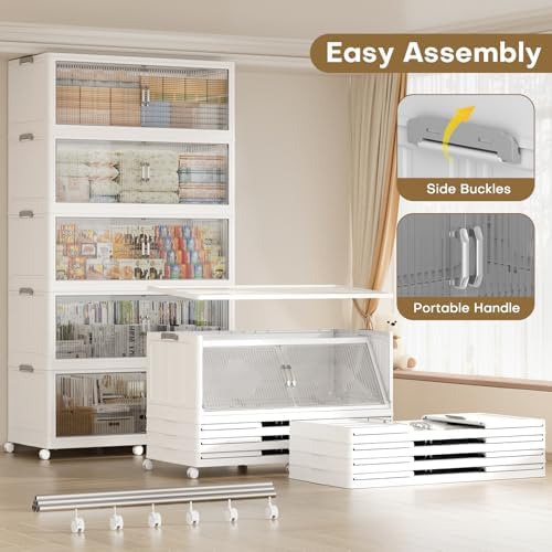 300Gal Extra Large Foldable Storage Organizer with Lid, 1200QT Stackable Plas...