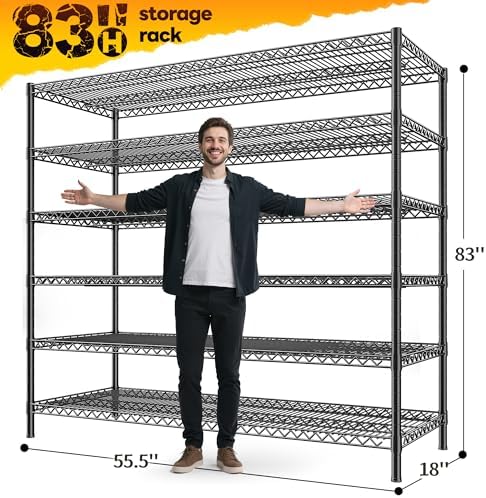 REIBII 83"H Storage Shelves 3840LBS Metal Shelving Unit Garage Shelving ...