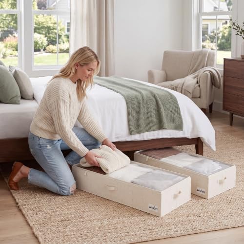 StorageWorks 6 Inch Low Profile Under Bed Storage Containers with Clear Lid