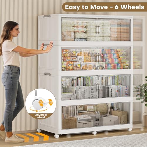300Gal Extra Large Foldable Storage Organizer with Lid, 1200QT Stackable Plas...
