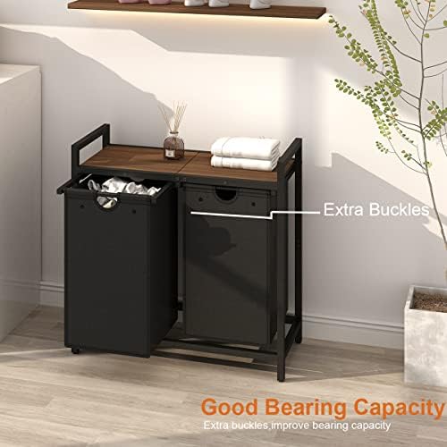 LAATOOREE Laundry Hamper, Two-Color 2 × 48L Laundry Basket with 2 Removable L...