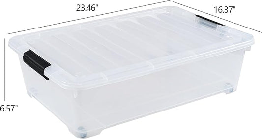 25 Quart Plastic Under Bed Storage Boxes, Wheeled UnderBed Storage Container - Image 2