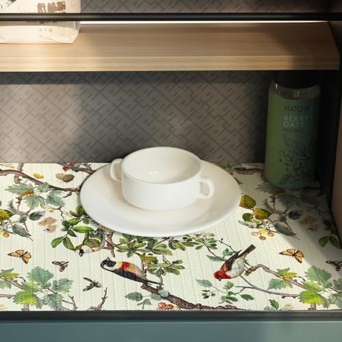 Quttisay Non-Adhesive Shelf Drawer Liner Floral Cabinet Liner for Shelves