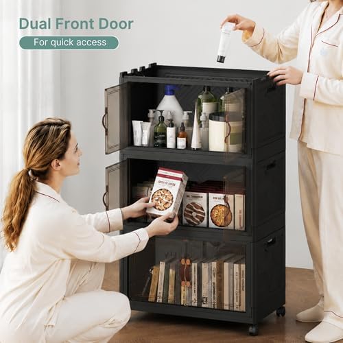 UAMFURI 560QT Lockable Plastic Storage Bins, 5 Pack Collapsible Cabinets