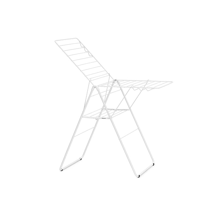 Brabantia HangOn Clothes Drying Rack | 67ft (20m) | White | Large Indoor Clothes Airer Laundry Stand with 2 Fold-Out Wings & Hanger Hooks, Folds Flat | Fits 2 Full Loads