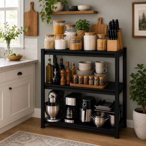 PRESTELION Kitchen Storage Shelf 3 Tier Adjustable Metal Rack