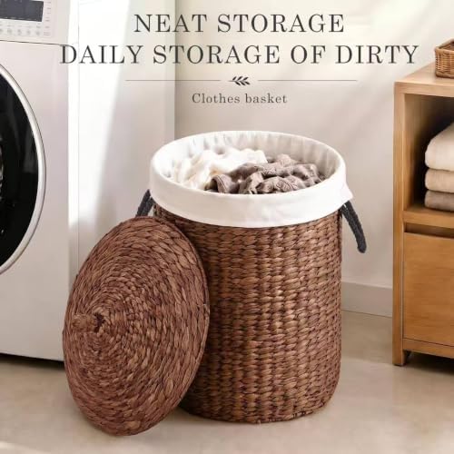 Handwoven Wicker Laundry Basket with Handles 90L (Espresso)