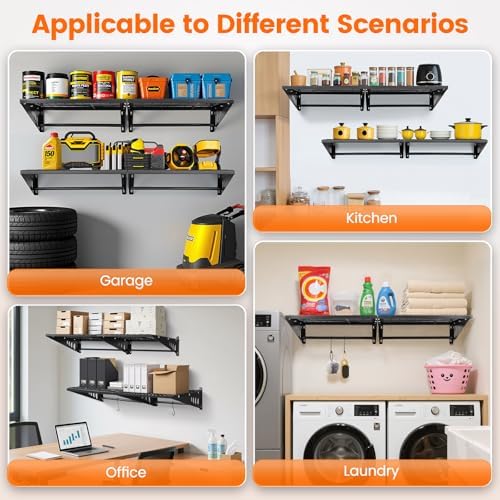 ENJOYWOOD Garage Shelving 2x2ft 4-Pack Wall Mounted Storage Rack