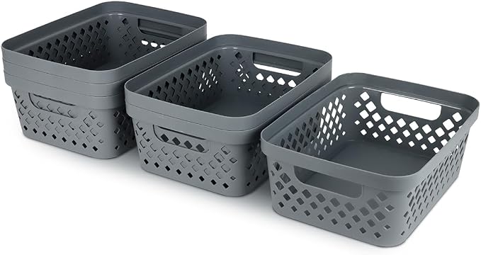 Glad Plastic Storage Basket Set, Value Pack of 6 | Open Storage Bins