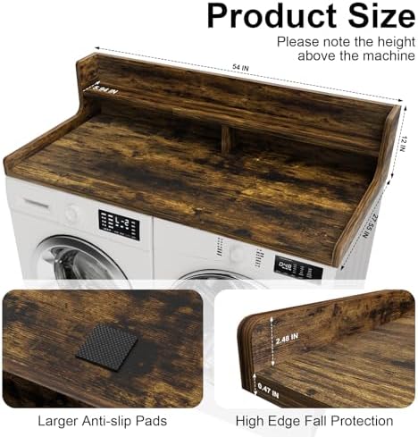 Washer Dryer Countertop, 54" x 27.55" 2-Tier Washer Dryer Topper wi...