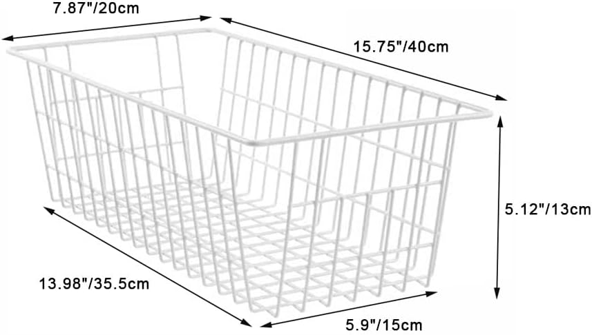 SANNO 15.7" Freezer Baskets Wire Storage Baskets Bin Organizer Food,Kitc...
