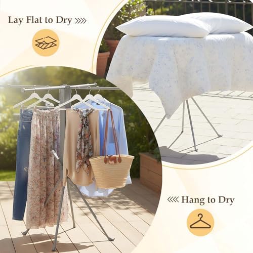 cjc Foldable Clothes Drying Rack, Extra Stable Heavy Duty Laundry Standing Dr...