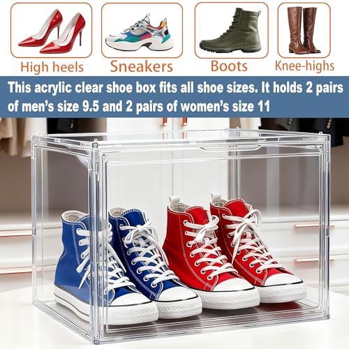 5 Pack XXX-Large Tall BootOrganizer, 17.3x13x13'' Acrylic Display Case
