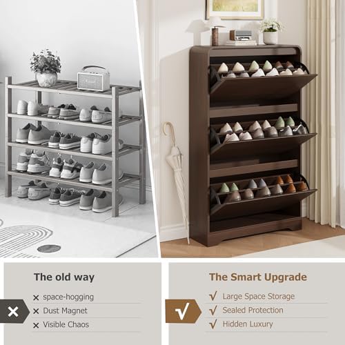 Garvee Hidden Shoe Cabinet, Brown