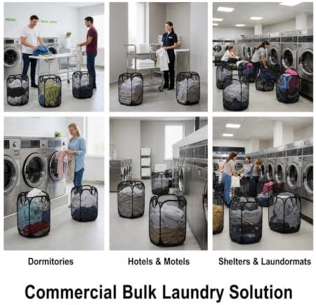 16 Pack Commercial Pop Up Laundry Hampers, 112L Large Capacity, Foldable Mesh...