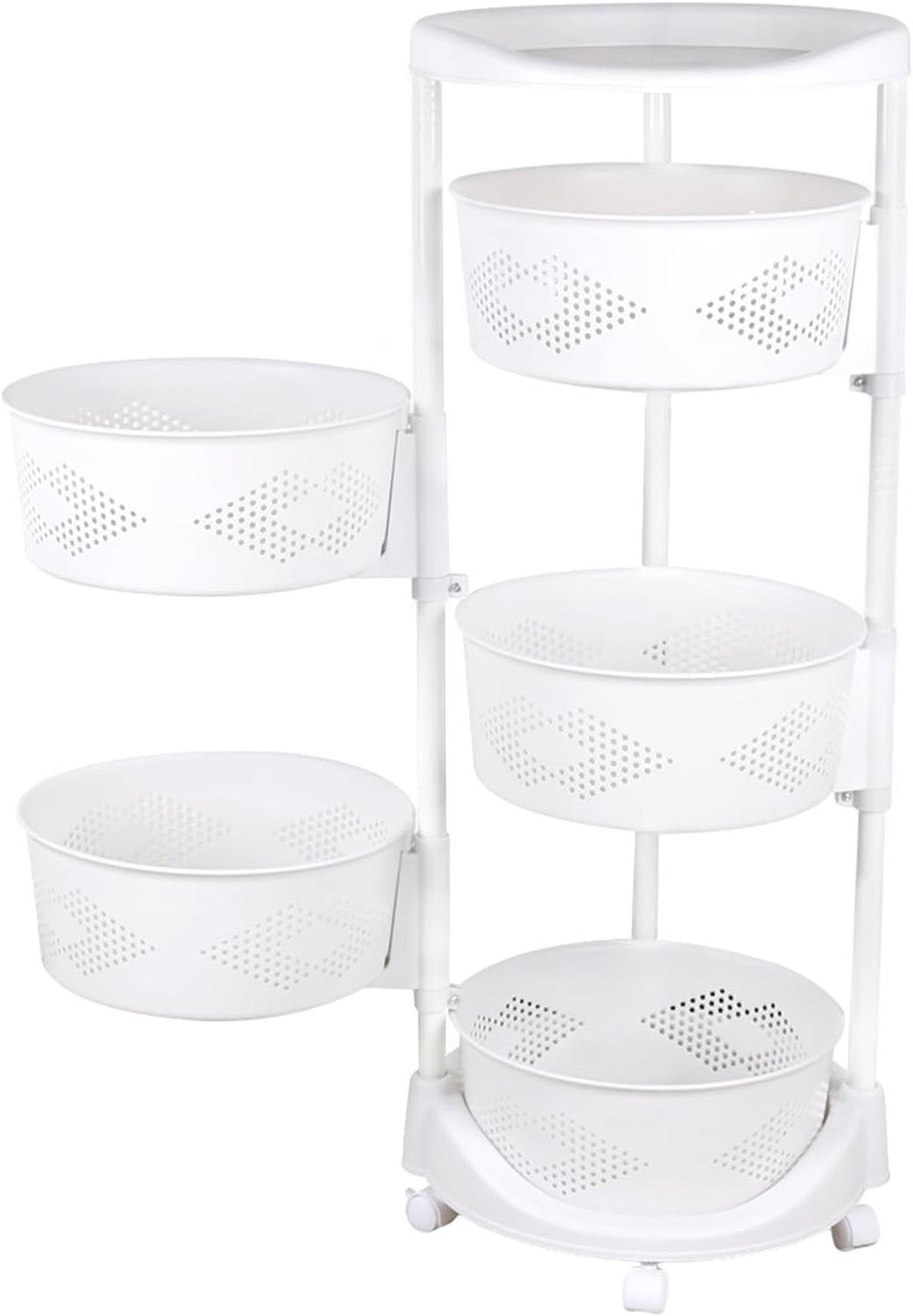 Rotating Storage Rack, 5-Tier Rotating Fruit Basket Racks For Kitchen, Movabl...