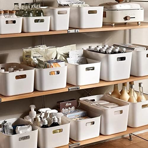 Set Of 6 Plastic Storage Bins,Versatile Kitchen Pantry Organization and Stora...