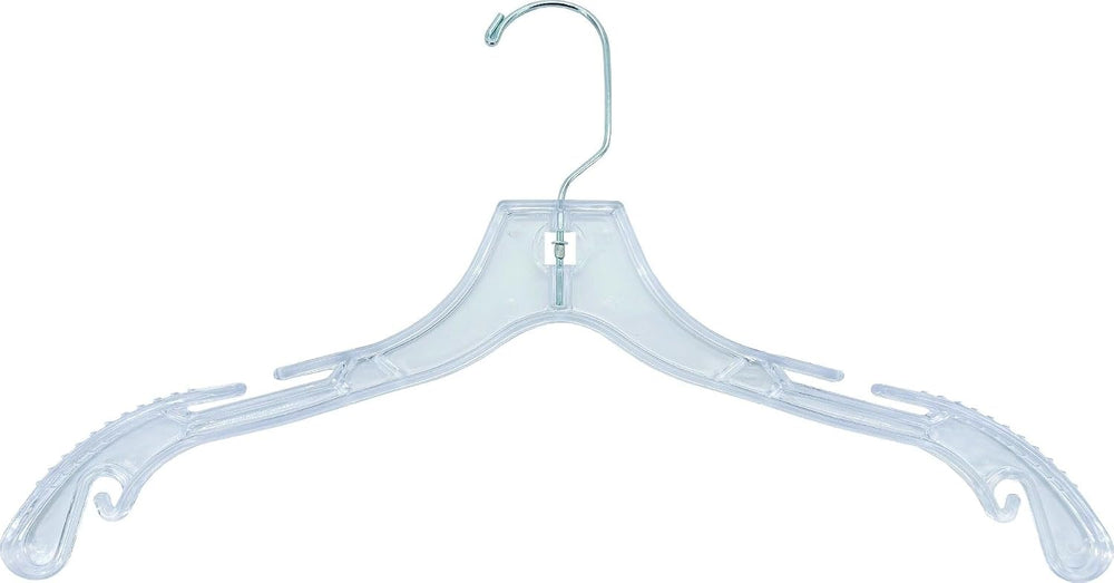 NAHANCO 17" Clear Heavyweight Plastic Bridal Hanger, 100 Pack