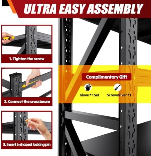 69" W Storage Shelves, 4T Adjustable Garage Shelving Unit, Rust Proof La...