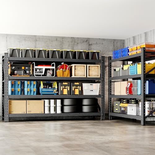 BYNSOE 48" W Storage Shelves 3000lbs Garage Metal Shelving Heavy Duty Ga...