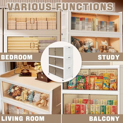 Stackable Storage Bins with Lid,147Gal Closet Organizers and Plastic Cabinets...