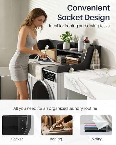 Washer Dryer Countertop with Power Outlet, 54"W x 27.5"D Laundry Co...