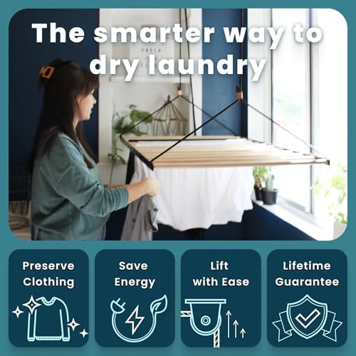 Ceiling Laundry Drying Rack w/Pulley System (36 INCHES)