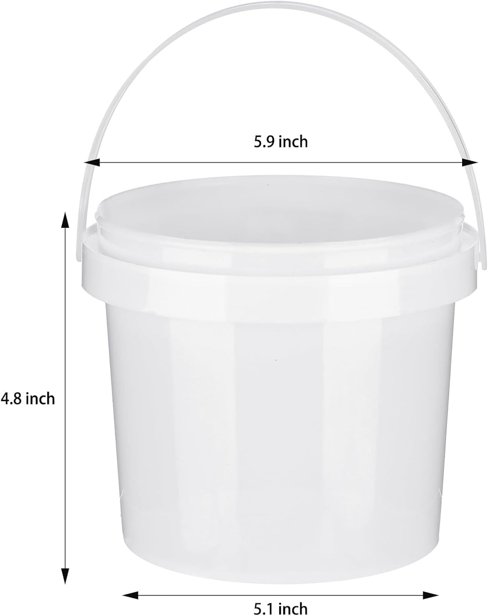 Gerrii 10 Pack White Plastic Bucket with Handle and Lid Food Storage Bucket C...