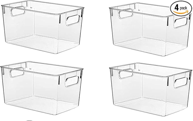 Clear Pantry Organizer Bins, Plastic Organizers & Storage Containers, Cabinet by KJIXYUNG