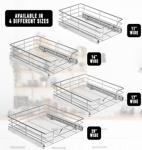 HOLDN’ STORAGE Premium Pull out Pantry Cabinet Organizer with Plastic Liner, ...